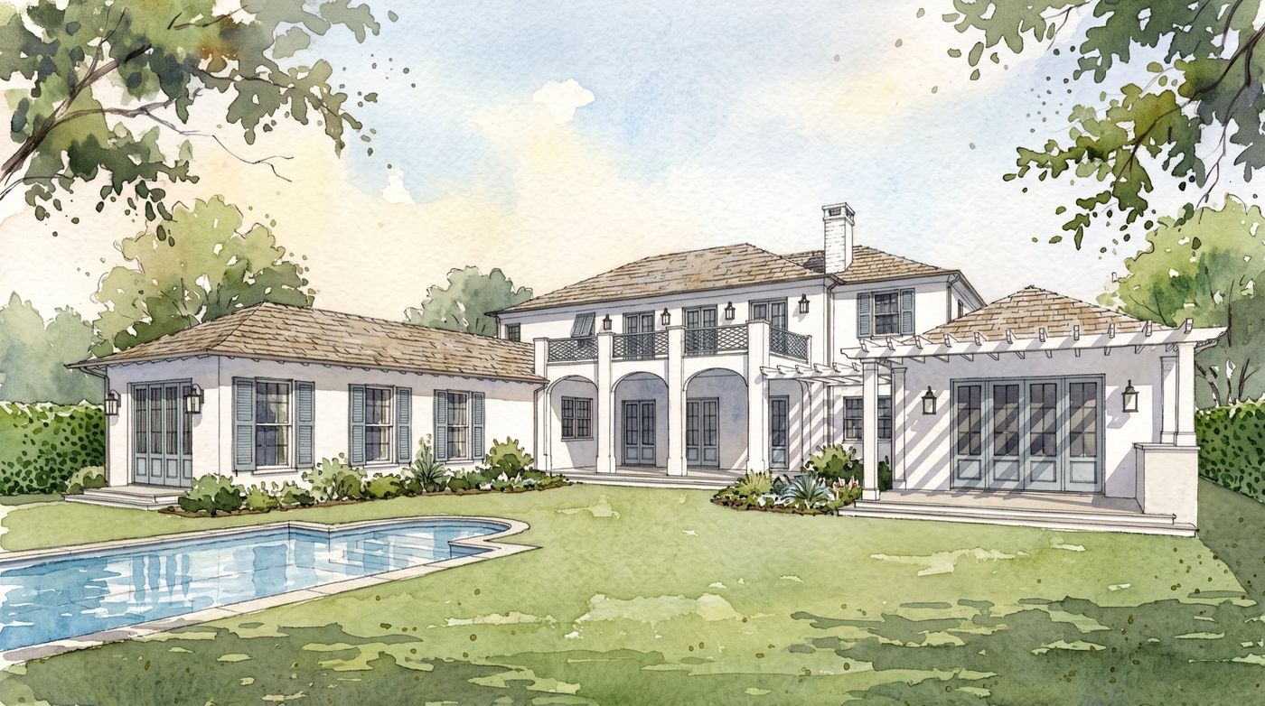 Artist's impression of No. 7695 South Flagler Drive, rear elevation